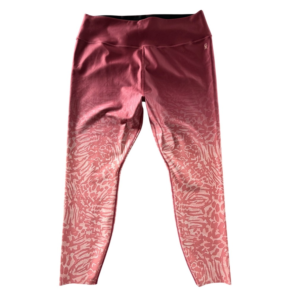 Good American Pink Ombre Animal Print High Rise Leggings Size 7 Plus XL 4XL